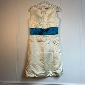 Vintage 60's Neal-McClintock Dress, Cream with Teal Belt